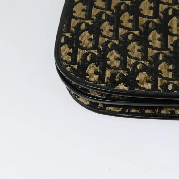 Christian Dior Trotter Canvas Shoulder Bag Navy Gold Auth BD2210 - Picture 4 of 16